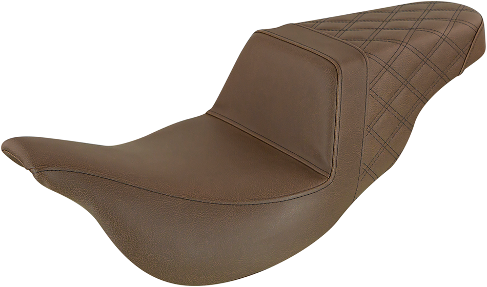 SADDLEMEN Step-Up Seat - Extended Reach - Rear Lattice Stitch - Brown - '08-'23 FL 808-07B-173BREX