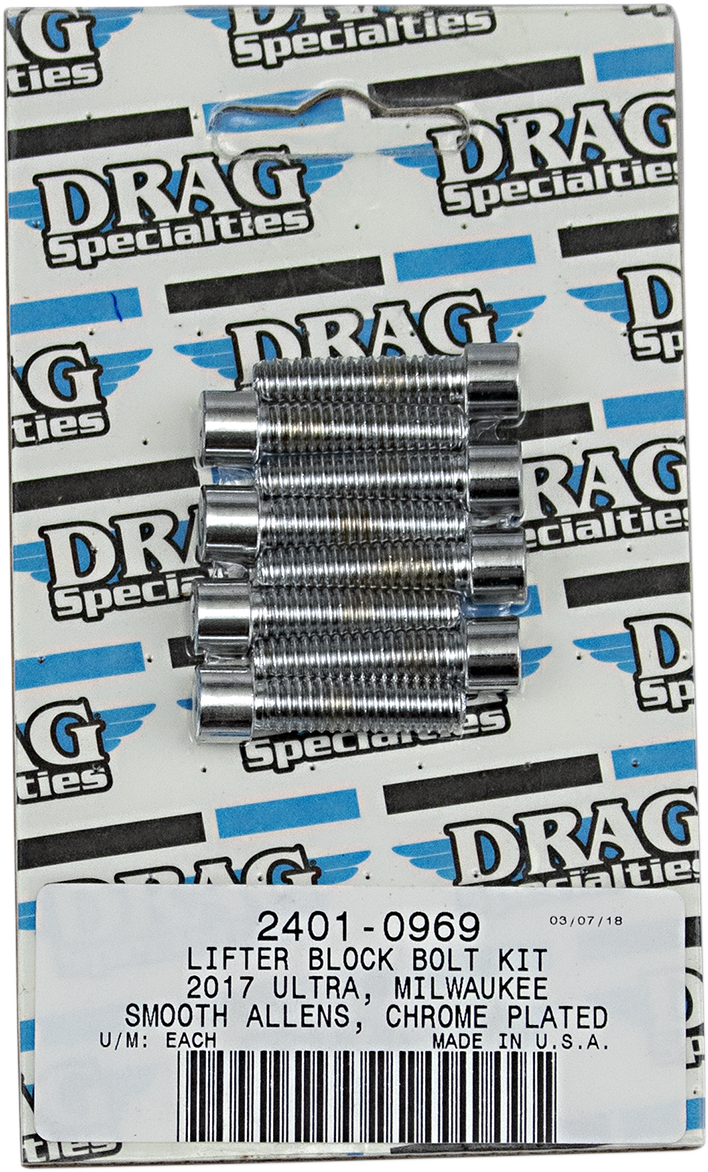 DRAG SPECIALTIES Lifter Block Smooth Bolt Kit - Chrome - M8 MK776S