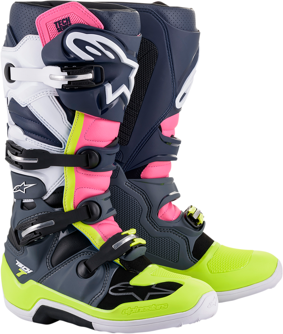 Botas ALPINESTARS Tech 7 - Negro/Rosa/Blanco/Amarillo - US 8 2012014-9076-8