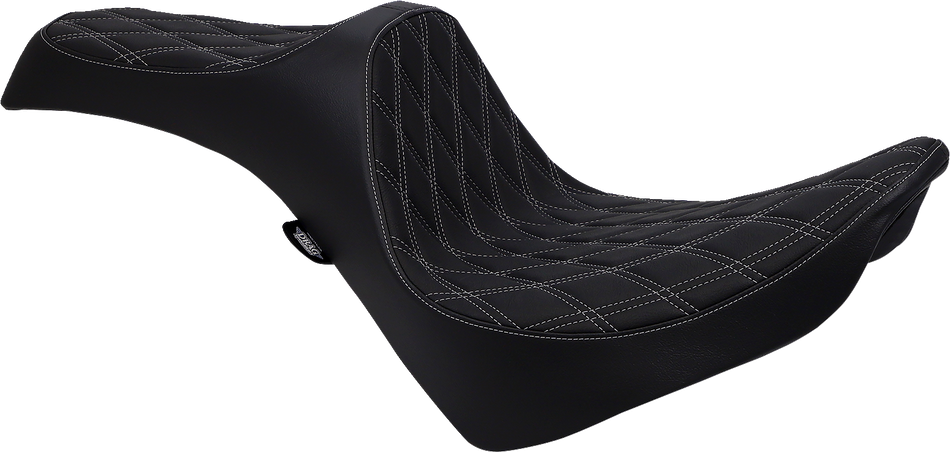 DRAG SPECIALTIES Predator III Seat - Double Diamond - Silver Stitching - FL/FX '18-'22 0802-1146