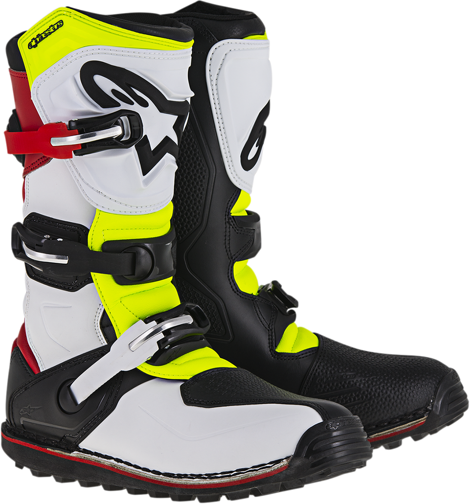 ALPINESTARS Tech-T Stiefel - Weiß/Rot/Gelb Fluoreszierend/Schwarz - US 9 2004017-2351-9