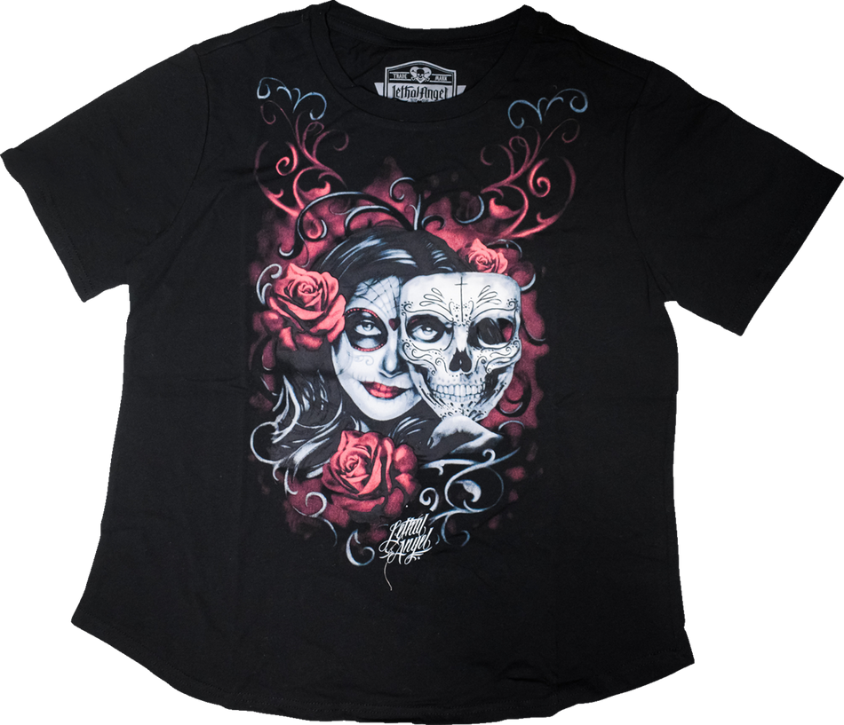 LETHAL THREAT Women's Two Faced Catrina T-Shirt - Black - Medium LA70204M