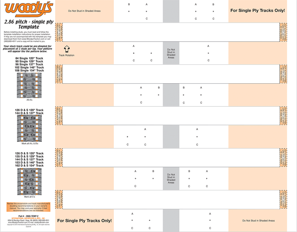 WOODY'S Studding Template - 2.86 Pitch 286S-TEMP-2