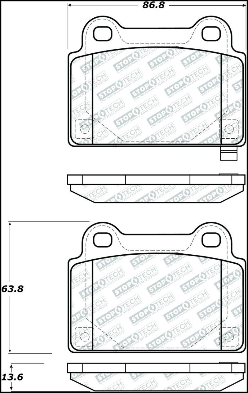 StopTech 08-15 Mitsubishi Evo X Street Performance Rear Brake Pads 305.1368