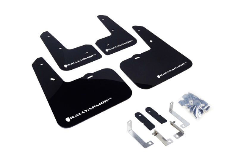 Rally Armor 12-18 Hyundai Veloster Black UR Mud Flap w/ White Logo MF24-UR-BLK/WH