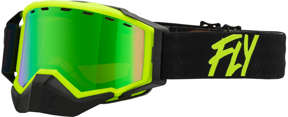 FLY RACING Zone Snow Goggle Black/Hi-Vis W/ Green Mirror/Amber Lens 37-50269