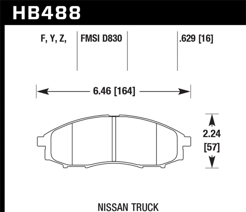 Hawk 00-04 Nissan Xtrerra / 03-04 Nissan Frontier LTS Street Front Brake Pads KHB488Y.629