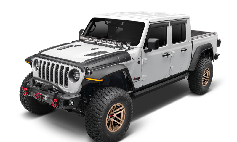 Bushwacker 18-22 Jeep Wrangler 2/4dr / 20-22 Jeep Gladiator Trail Armor Hood Armor (3pc) - Tex. Blk 14131