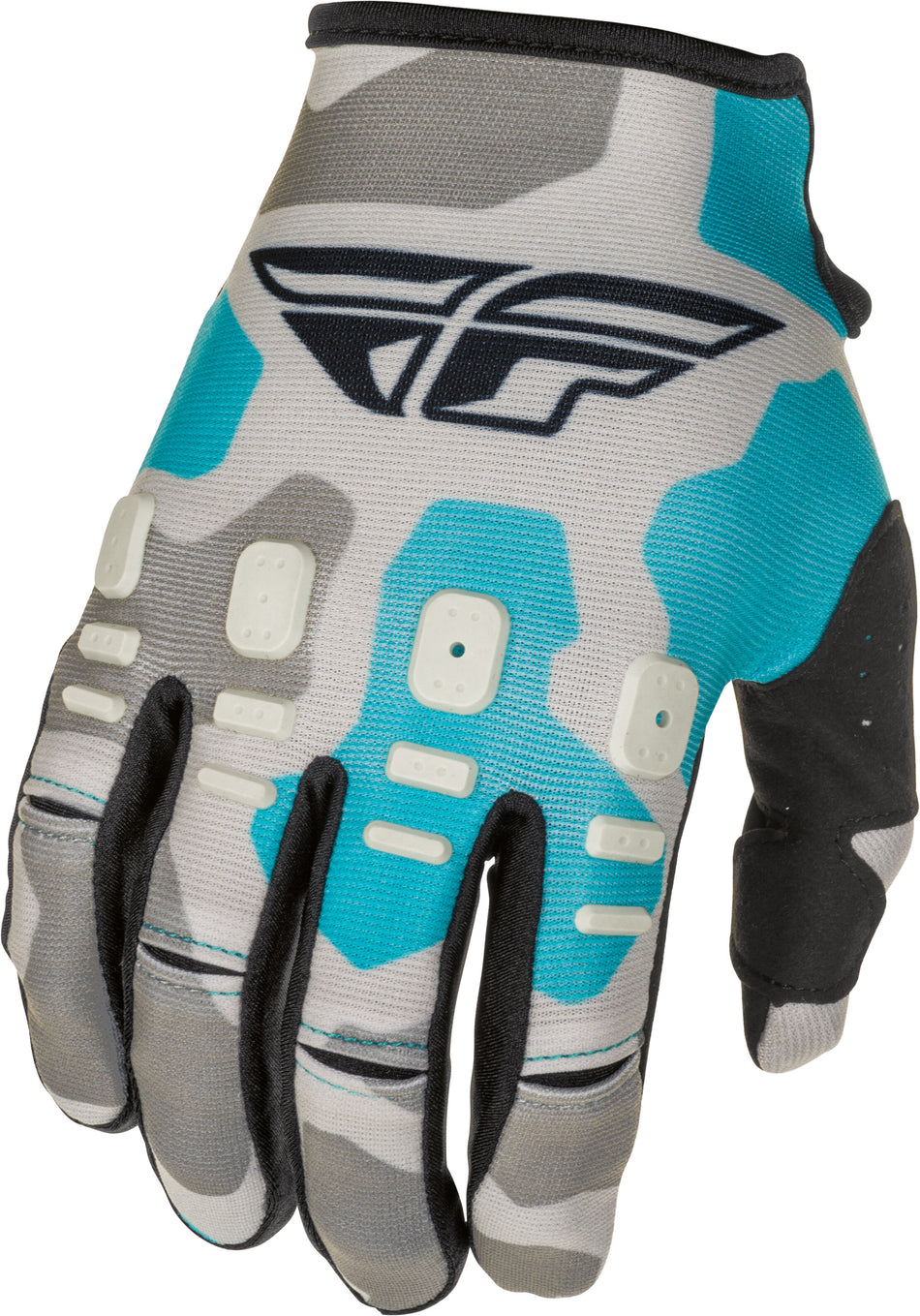 FLY RACING Youth Kinetic K221 Gloves Grey/Blue Sz 05 374-51605