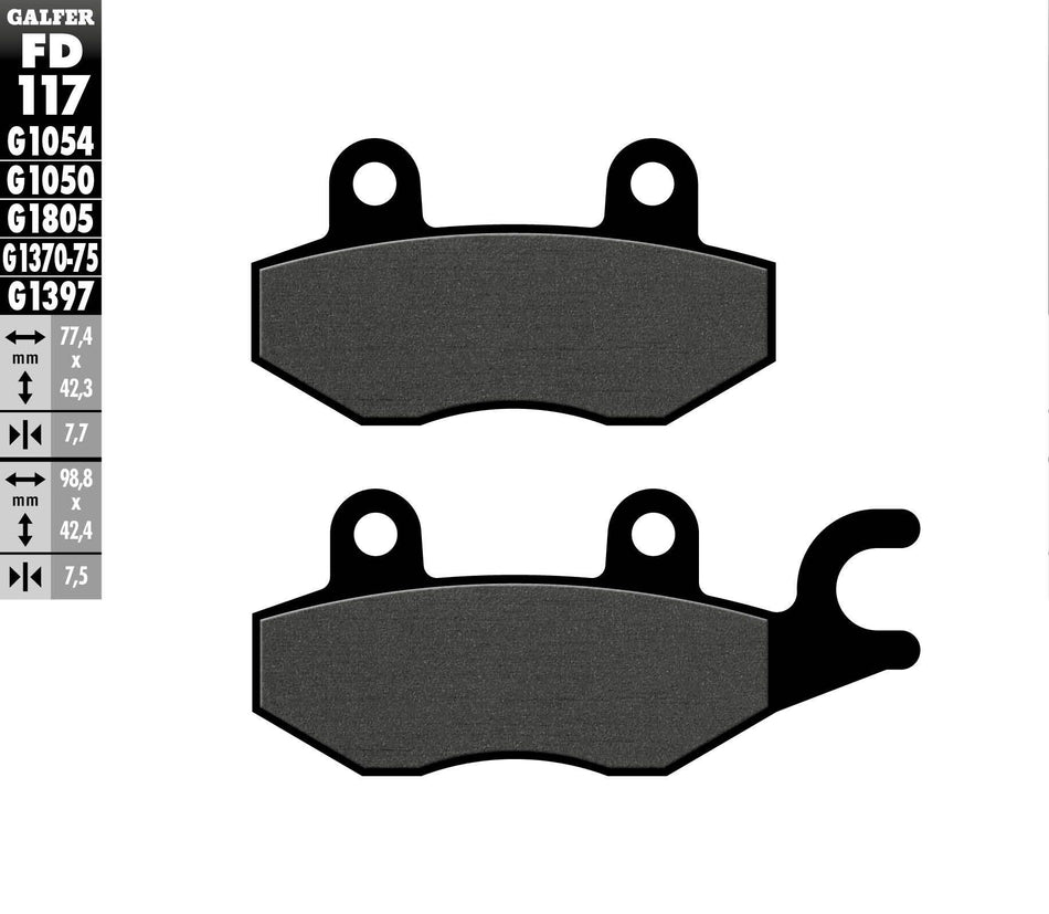 GALFER Brake Pads Semi Metallic Fd117g1054 FD117G1054