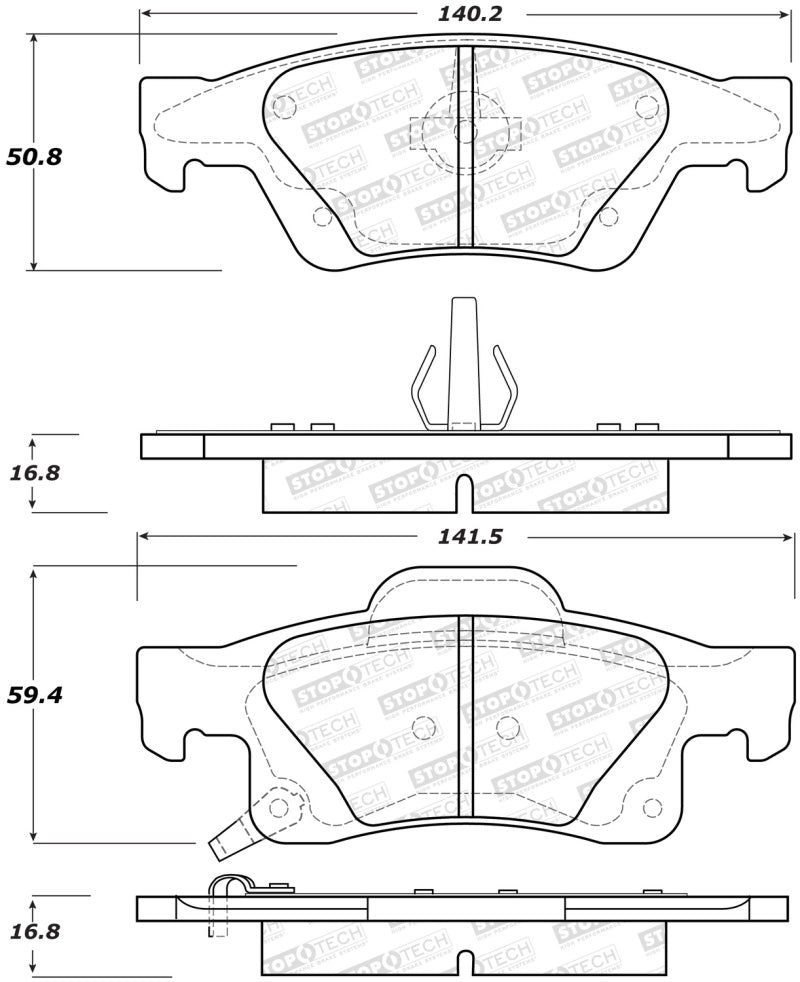 StopTech Street Brake Pads - Rear 308.1498