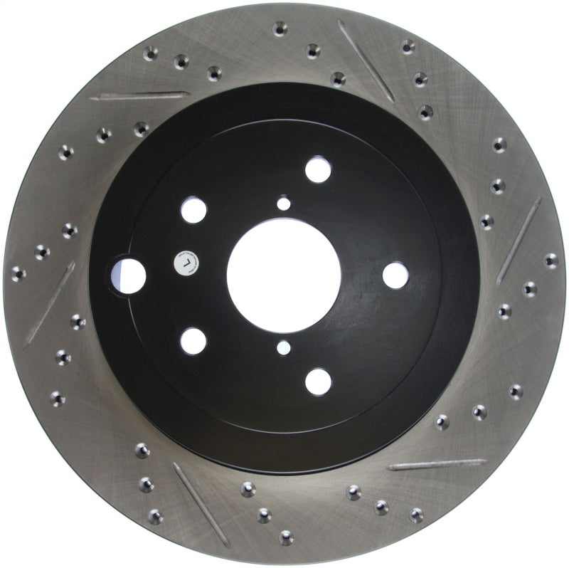 StopTech 08+ Subaru STI (Will Not Fit 05-07) Slotted & Drilled Sport Brake Rotor 127.47030L