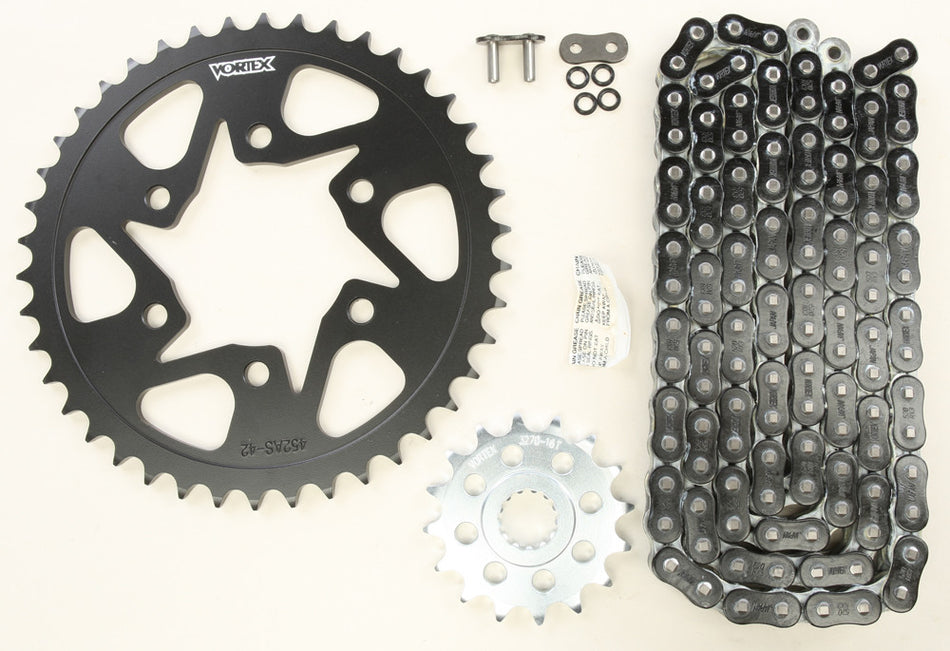 VORTEX Sprocket/Chain Kit Stl/Stl 16/42t Sil Rx3 520-108l Blk CK6303