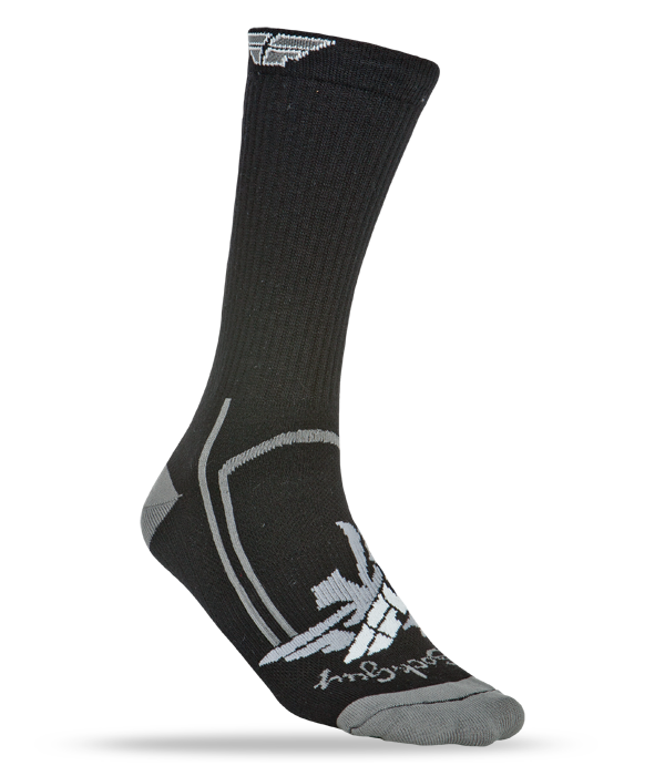 FLY RACING Crew Sock Black/Grey L-X 6" CUFF BLK/WHT L/X