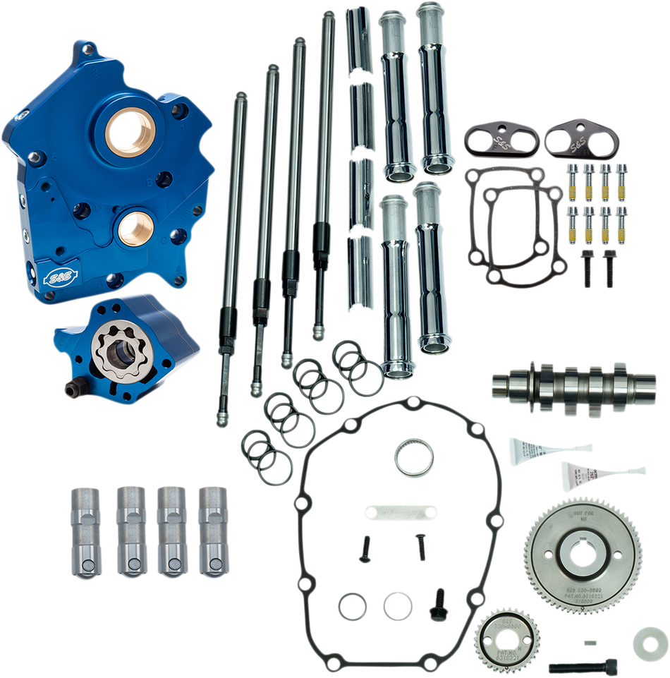 S&S CYCLE Cam Chest Kit with Plate M8 - Gear Drive - Oil Cooled - 475 Cam - Chrome Pushrods 310-1006A