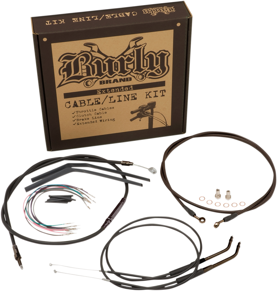 BURLY BRAND Cable Kit - Jail Bar - 10" Handlebars - Black Vinyl B30-1135