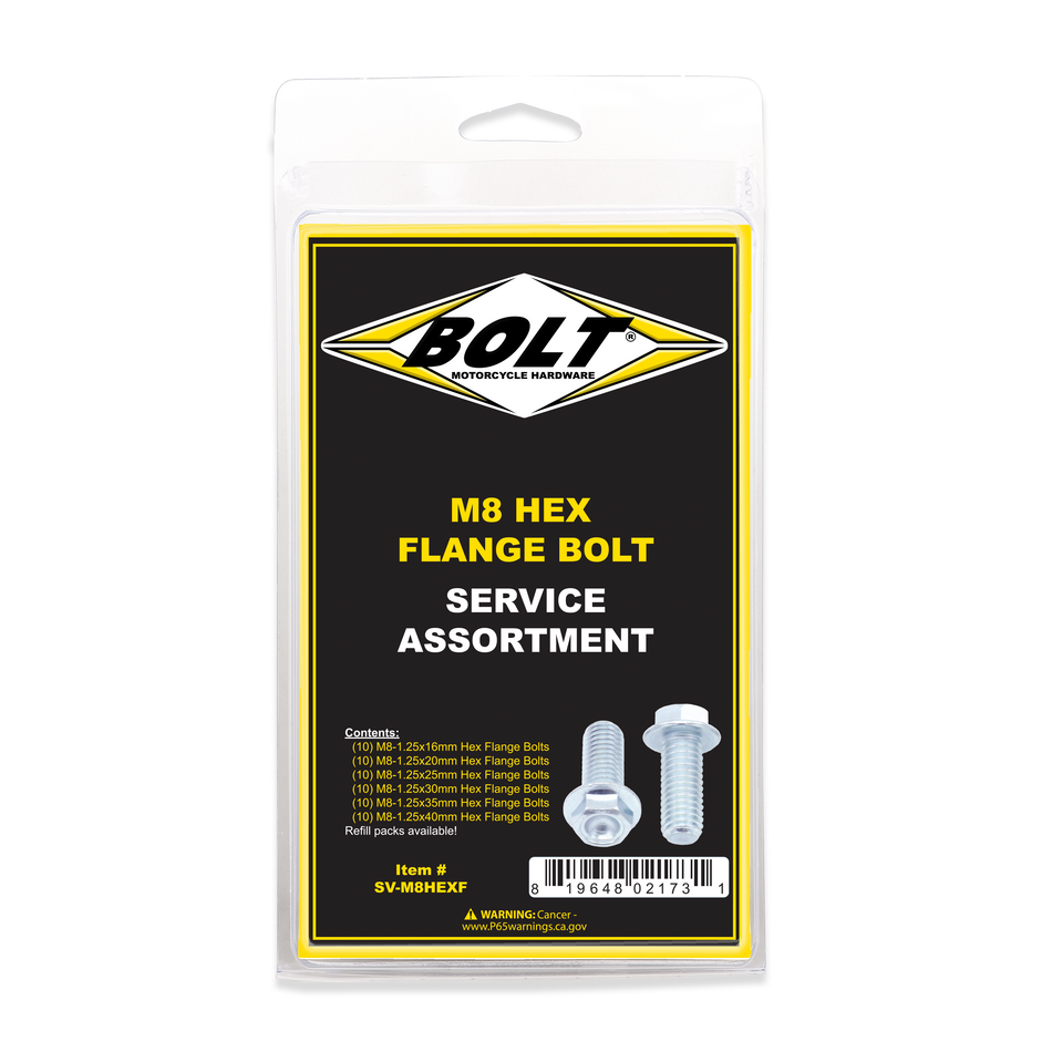 BOLT M8 10mm Hex Flang Bolt Asst 1 SV-M8HEXF