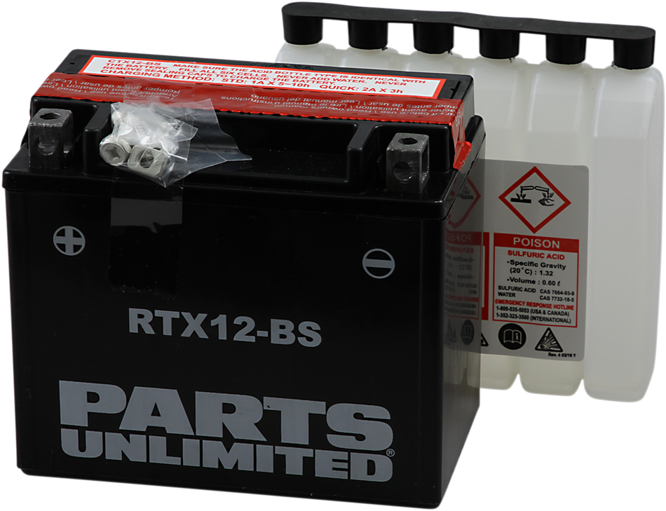 Parts Unlimited Agm Battery - Rtx12-Bs .60 L Ctx12-Bs