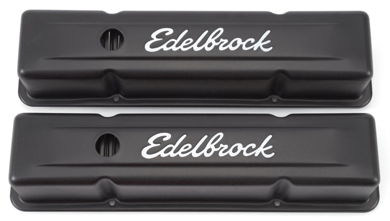 Edelbrock Valve Cover Signature Series Chevrolet 1959-1986 262-400 CI V8 Tall Black 4643