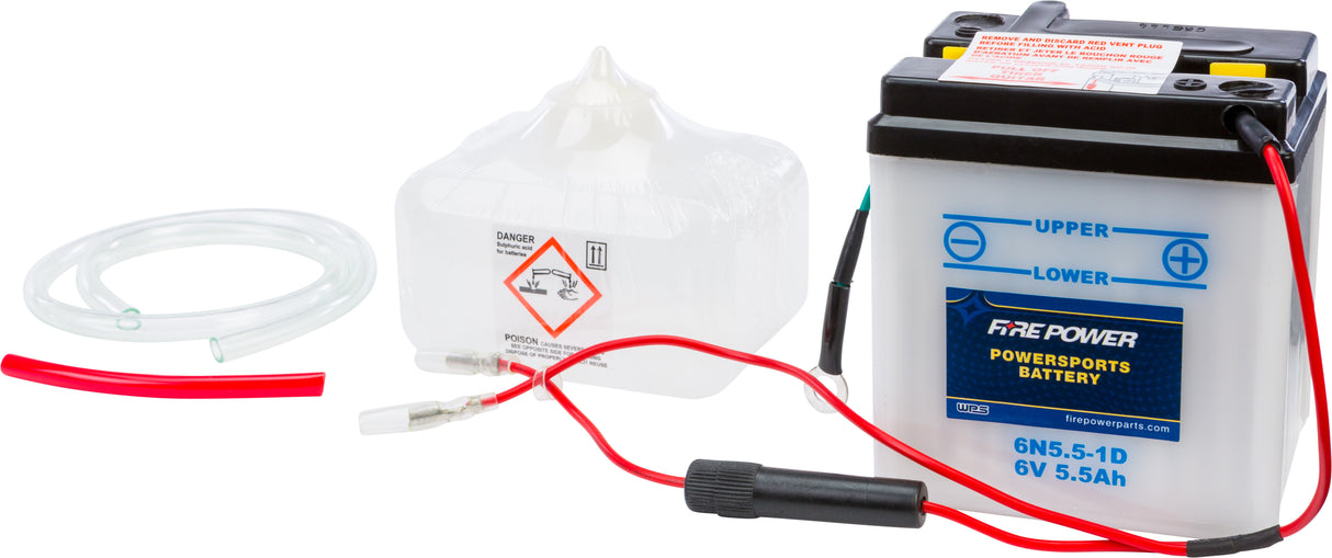 FIRE POWER Battery W/Acid 6n5.5-1d 6v 6N5.5-1D