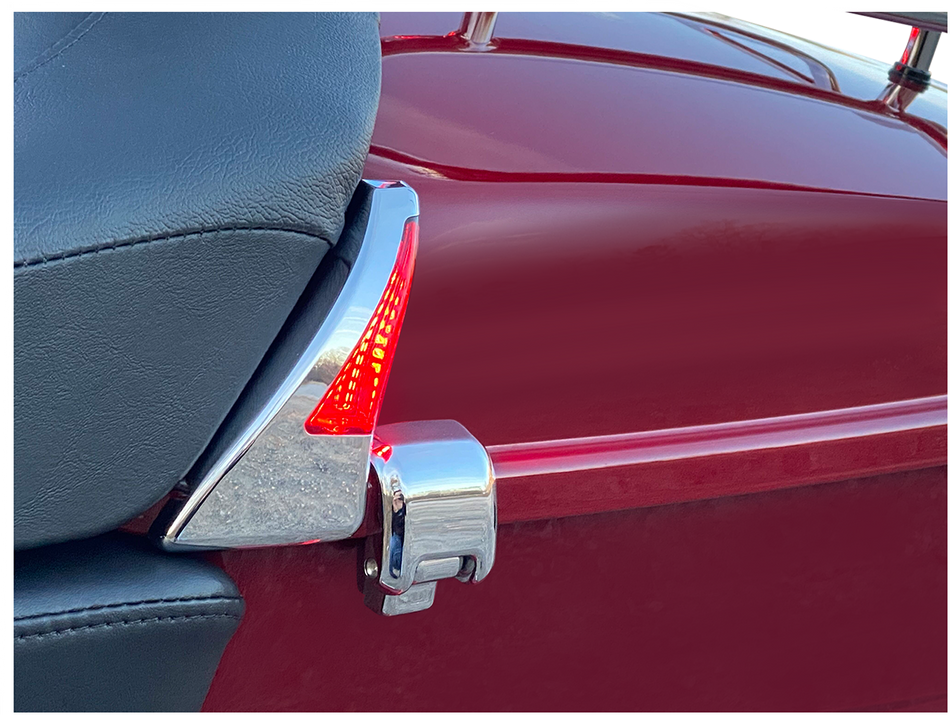 CUSTOM DYNAMICS Sequential Tour Pak Seat Back Rest LED Lights - Chrome/Red - FLH CD-TPBR-14-RC