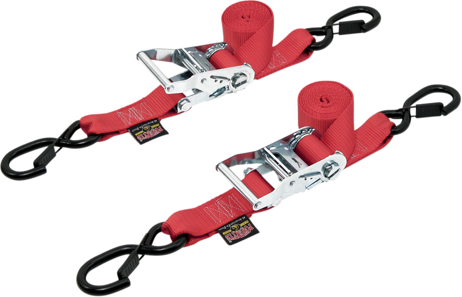 POWERTYE MFG. Ratchet Tie-Downs - 1-1/2" x 6-1/2' - Red 30571-S