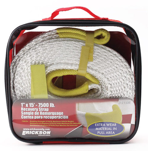 Erickson 1 X 15 7500 Lb Recovery Strap With Storage Bag 266028