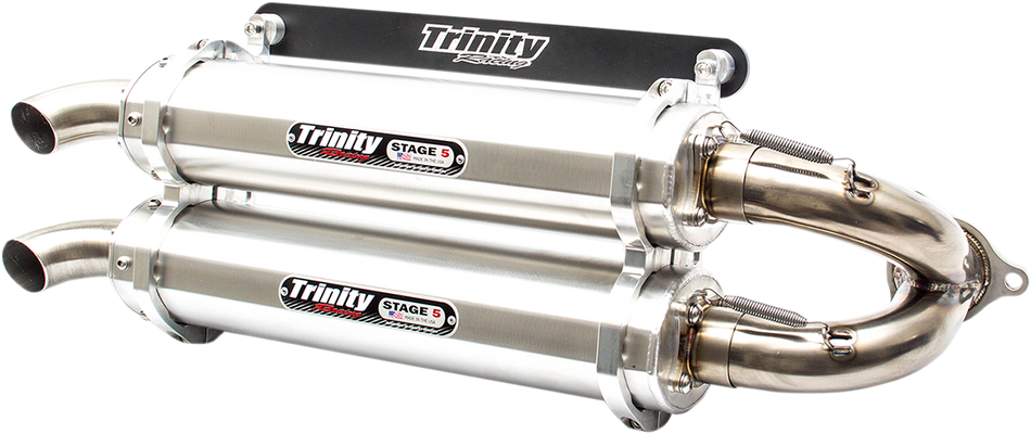 TRINITY RACING Stage 5 Slip-On Dual Muffler - Aluminum TR-4152S