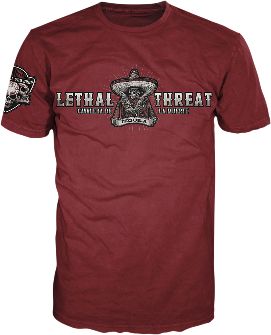 LETHAL THREAT Vintage Velocity Bandido Tequila T-Shirt - Burgundy - Medium VV40161M