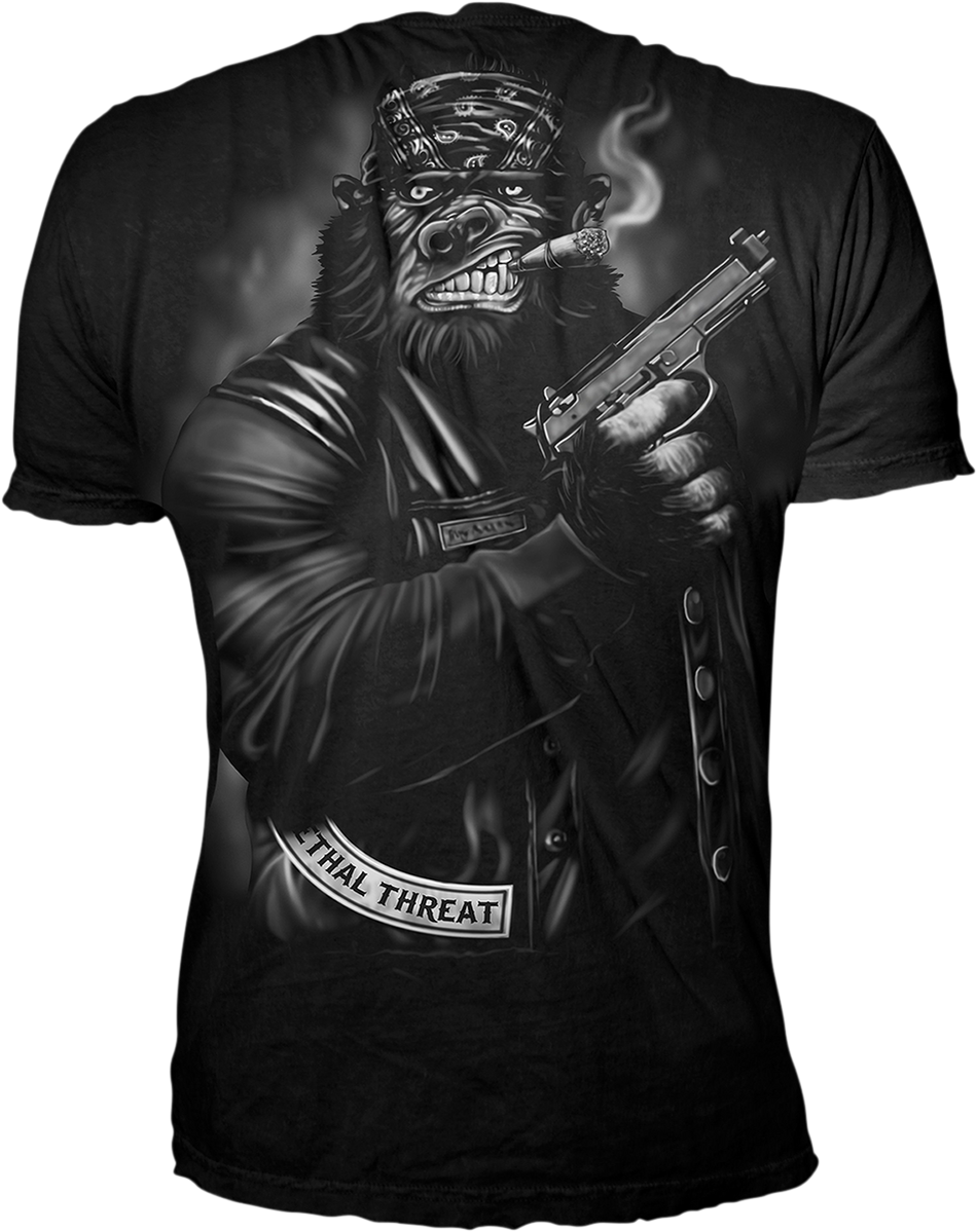 LETHAL THREAT Pistol Packing Gorilla T-Shirt - Black - Large LT20732L