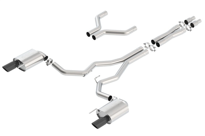 Borla Atak Cat-Back 15-17 Ford Mustang GT 5.0L V8 MT/AT 3in pipe 4in Black Chrome Tips 140630BC
