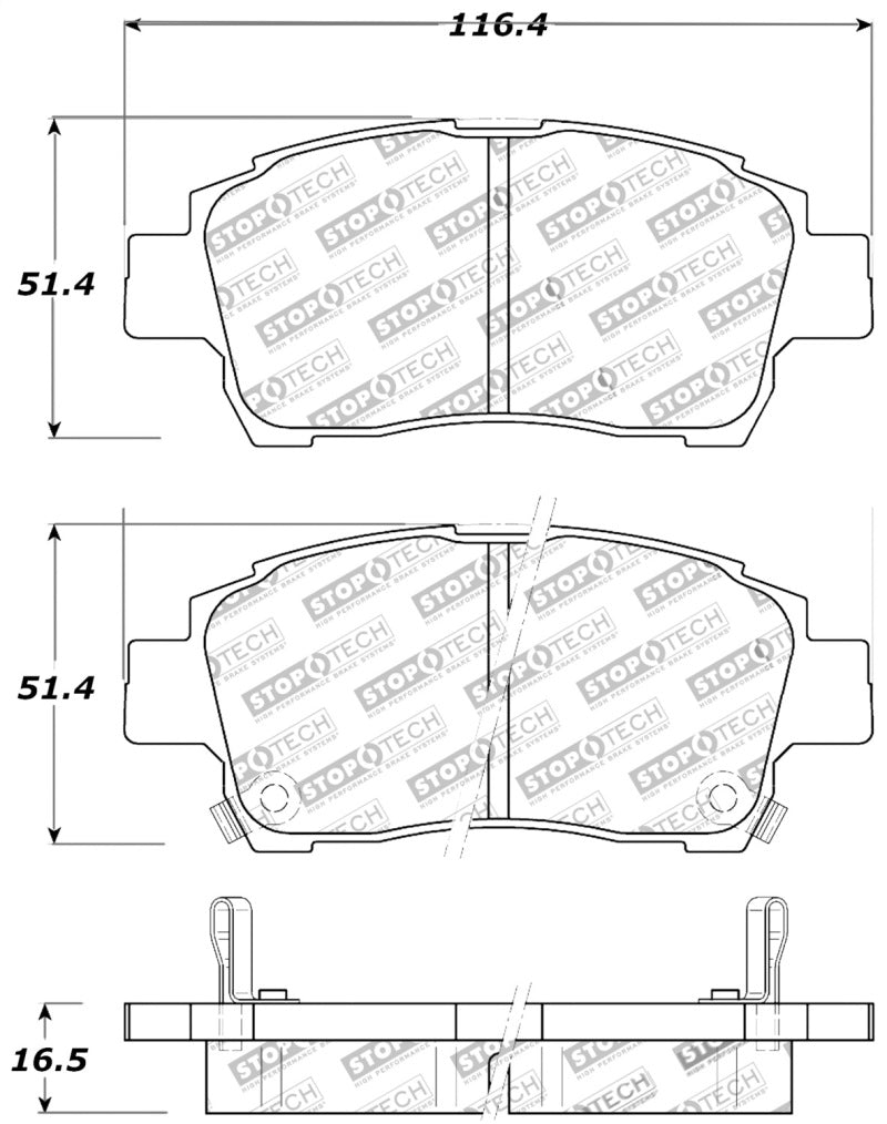 StopTech Performance 00-05 Spyder MR2 / 00 Celica GT / 04-07 xA/xB Front Brake Pads 309.0822