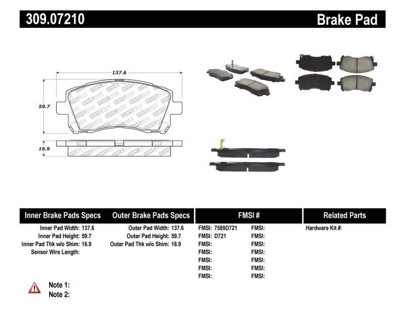 StopTech Performance 02-03 WRX Front Brake Pads 309.0721