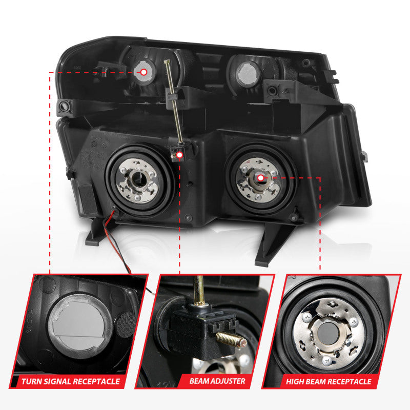 ANZO 04-12 GM Colorado/Canyon/I-Series Crystal Headlights - w/ Light Bar Black Housing 4pcs 111558