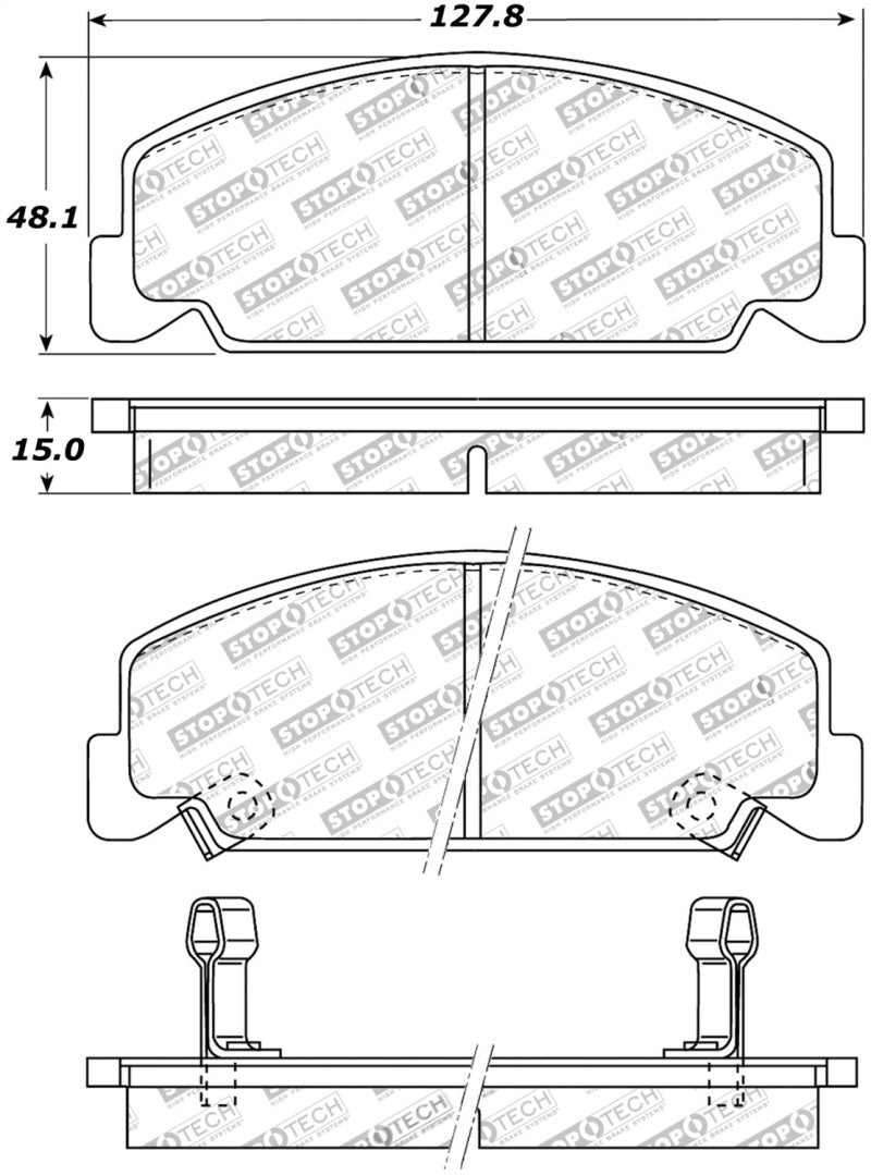 StopTech Street Touring 93-00 Honda Civic DX w/ Rr Drum Brakes Front Brake Pads 308.0273