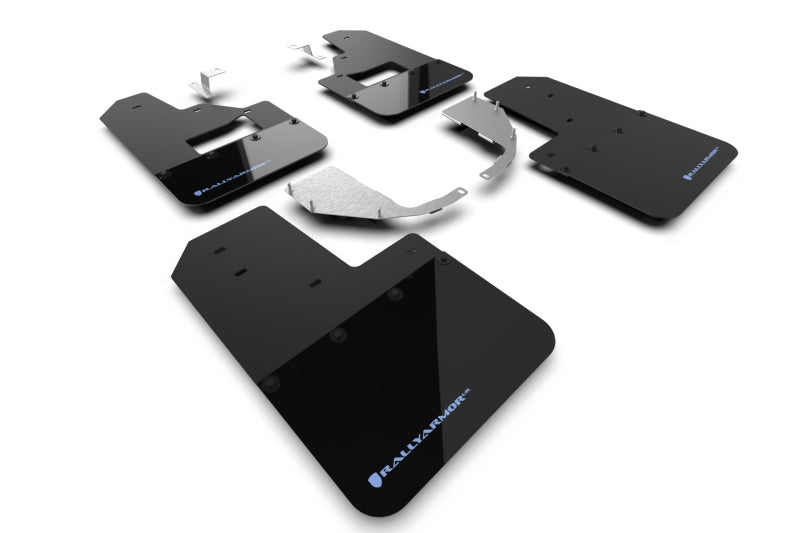 Rally Armor 21-22 Ford Bronco (Steel Bmpr + RB - NO Rptr/Sprt) Blk Mud Flap w/Area Blue Logo MF85-RB-ST-ABL