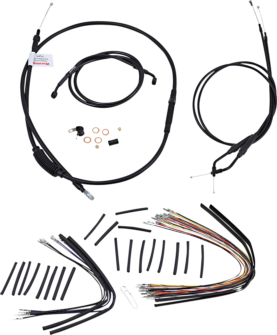 BURLY BRAND Cable Kit - Jail Bar - 14" Handlebars - Black Vinyl B30-1141