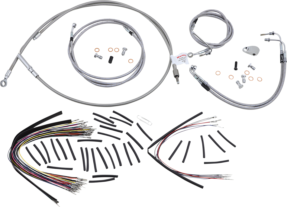 BURLY BRAND Handlebar Cable/Brake Line Kit - Complete - 18" Ape Hanger Handlebars - Stainless Steel B30-1096