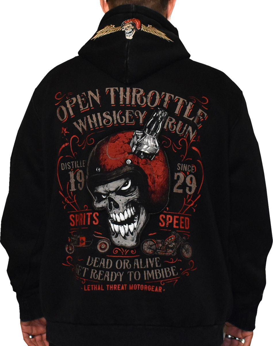 LETHAL THREAT Open Throttle Zip Up Hoodie - Black - Large HD84074L