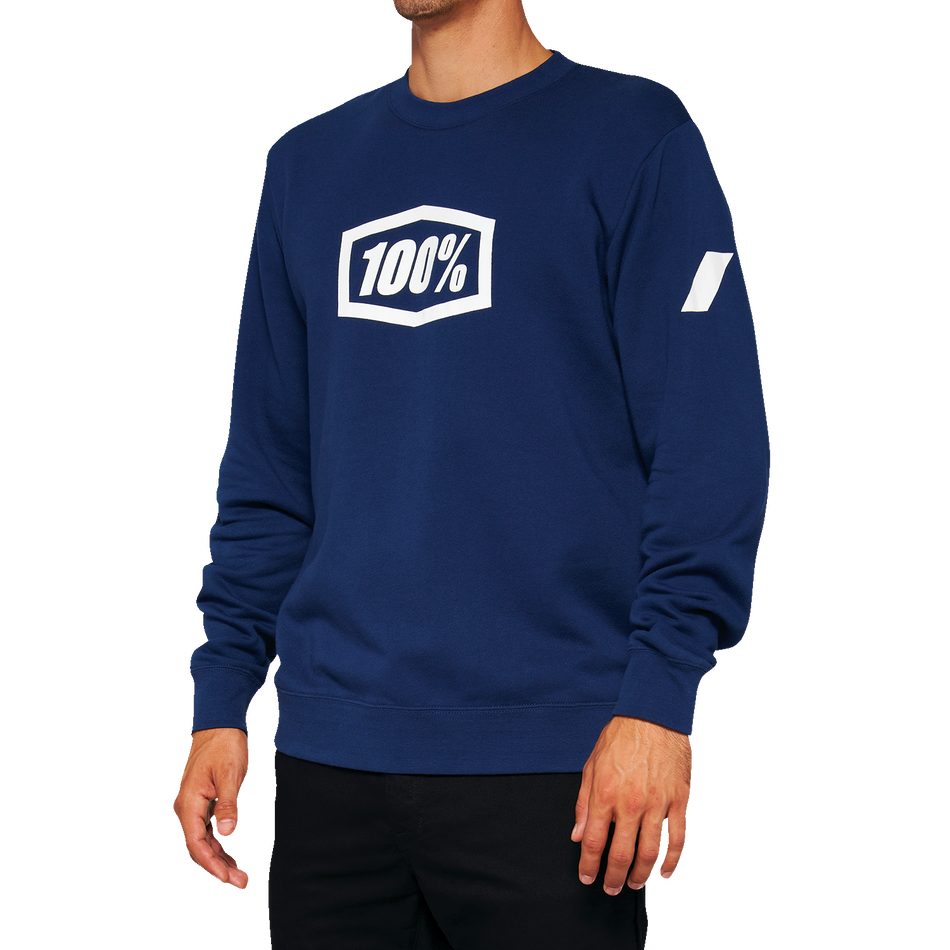 100% Icon Long-Sleeve Fleece Sweatshirt - Navy - Medium 20026-00016