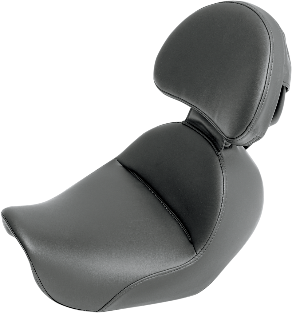 SADDLEMEN Heels Down Solo Seat - With Backrest - Plain - Black - Dyna 806-04-0041