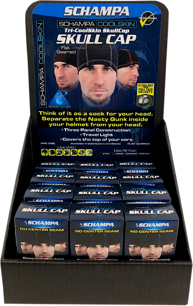SCHAMPA & DIRT SKINS Coolskin Tri-panel Skullcap - 12 Pack SKLCP015B-12PK