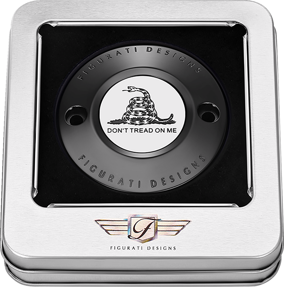 FIGURATI DESIGNS Timing Cover - 2 Hole - Don't Tread on Me - Black FD40-TC-2H-BLK