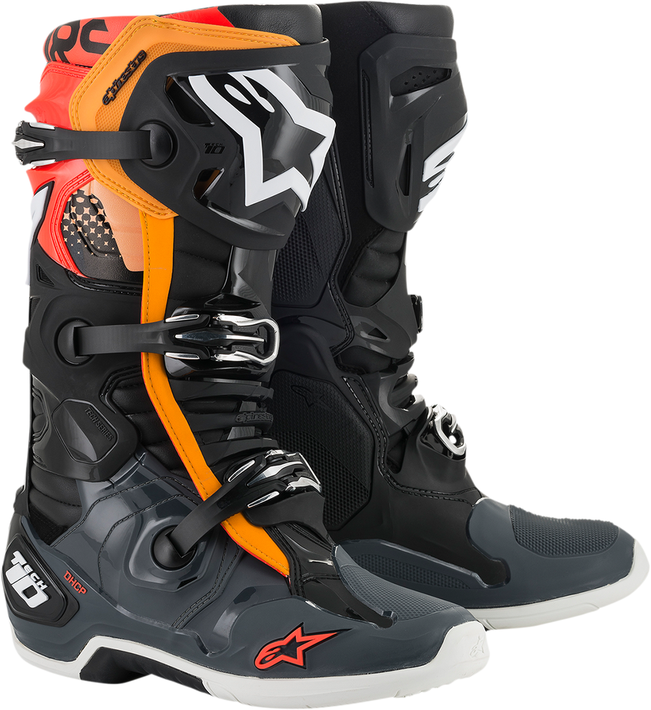 ALPINESTARS Tech 10 Boots - Black/Gray/Orange/Fluorescent Red - US 11 2010020-1143-11