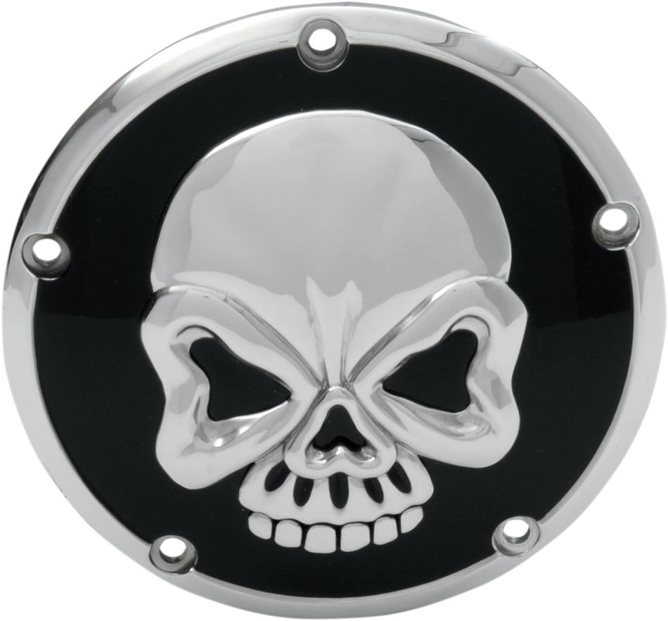 DRAG SPECIALTIES Derby Cover - Chrome/Black - Skull 301019