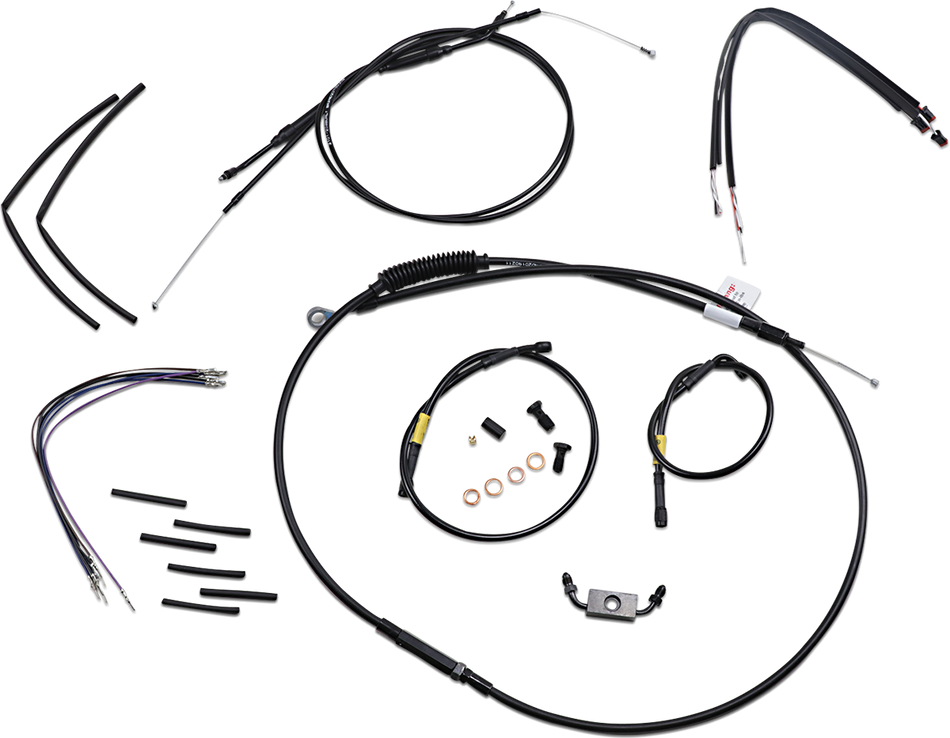 BURLY BRAND Cable Kit - Jail Bar - 14" Handlebars - Black Vinyl B30-1211