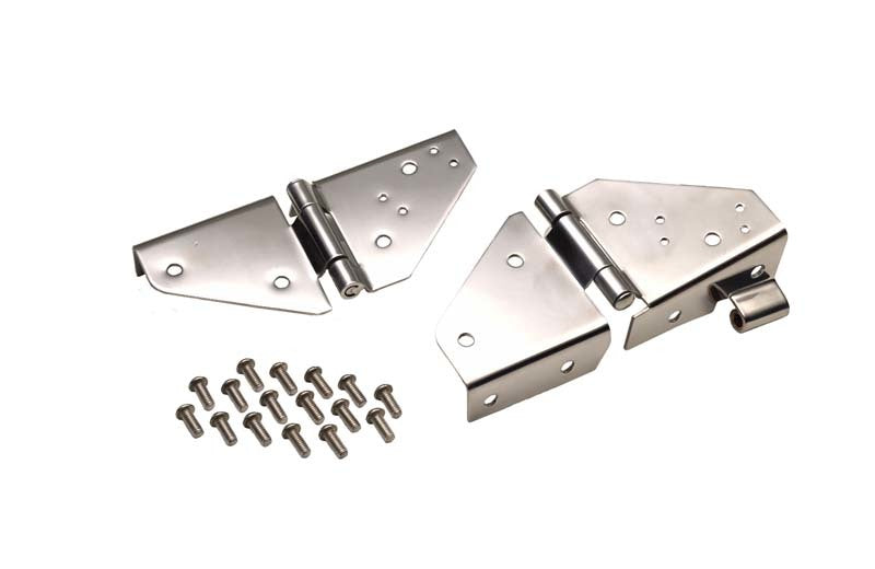 Kentrol 76-95 Jeep CJ/Wrangler YJ Windshield Hinge Pair - Polished Silver 30403