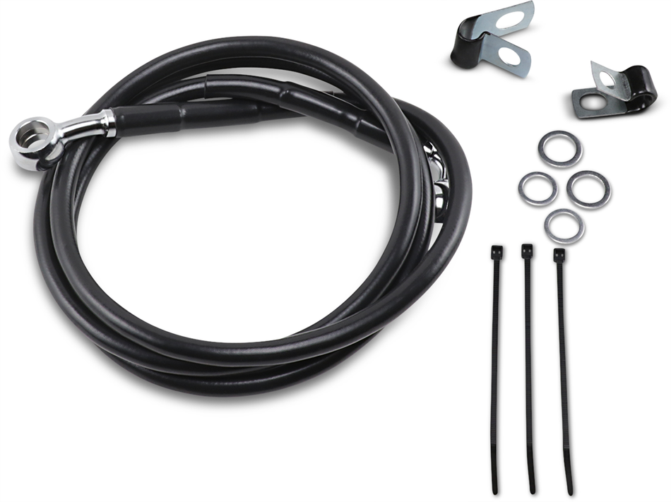 DRAG SPECIALTIES Brake Line - Front - Black - +8" 640113-8BLK