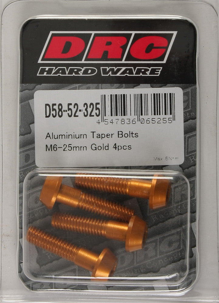 DRC Aluminium-Kegelschrauben Gold M6x25mm 4/Pk D58-52-325