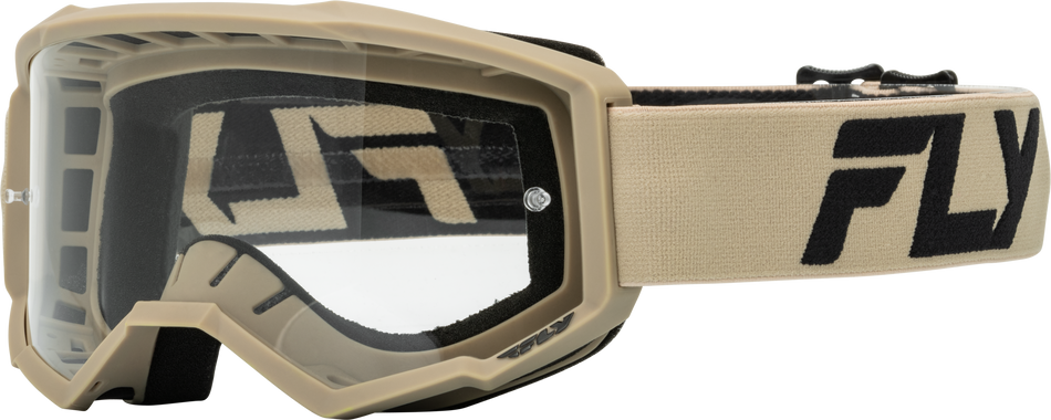 FLY RACING Youth Focus Goggle Khaki/Black W/ Clear Lens 37-51155Y